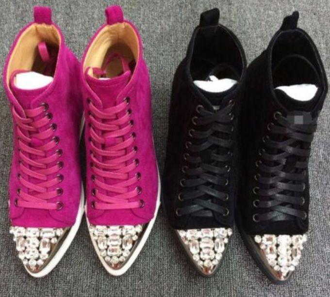 femmes Pointed Toe Diamond Lace Up Sneakers Platform Wedge Leather Chaussures Pop BH6 femmes Pointed Toe Diamond Lace Up Sneakers Platform Wedge Leather Wedge Chaussures Pop BH6 74415b