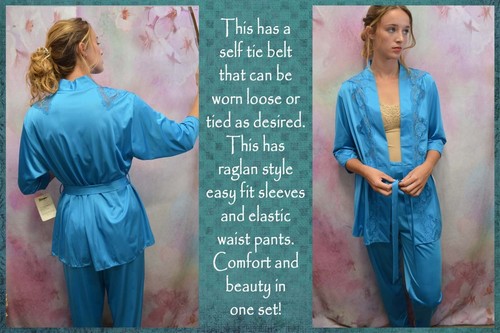 Chaqueta túnica y pantalones SHADOWLINE 2 piezas ropa de salón pijama nuevo de colección años 80 - Imagen 8 de 10