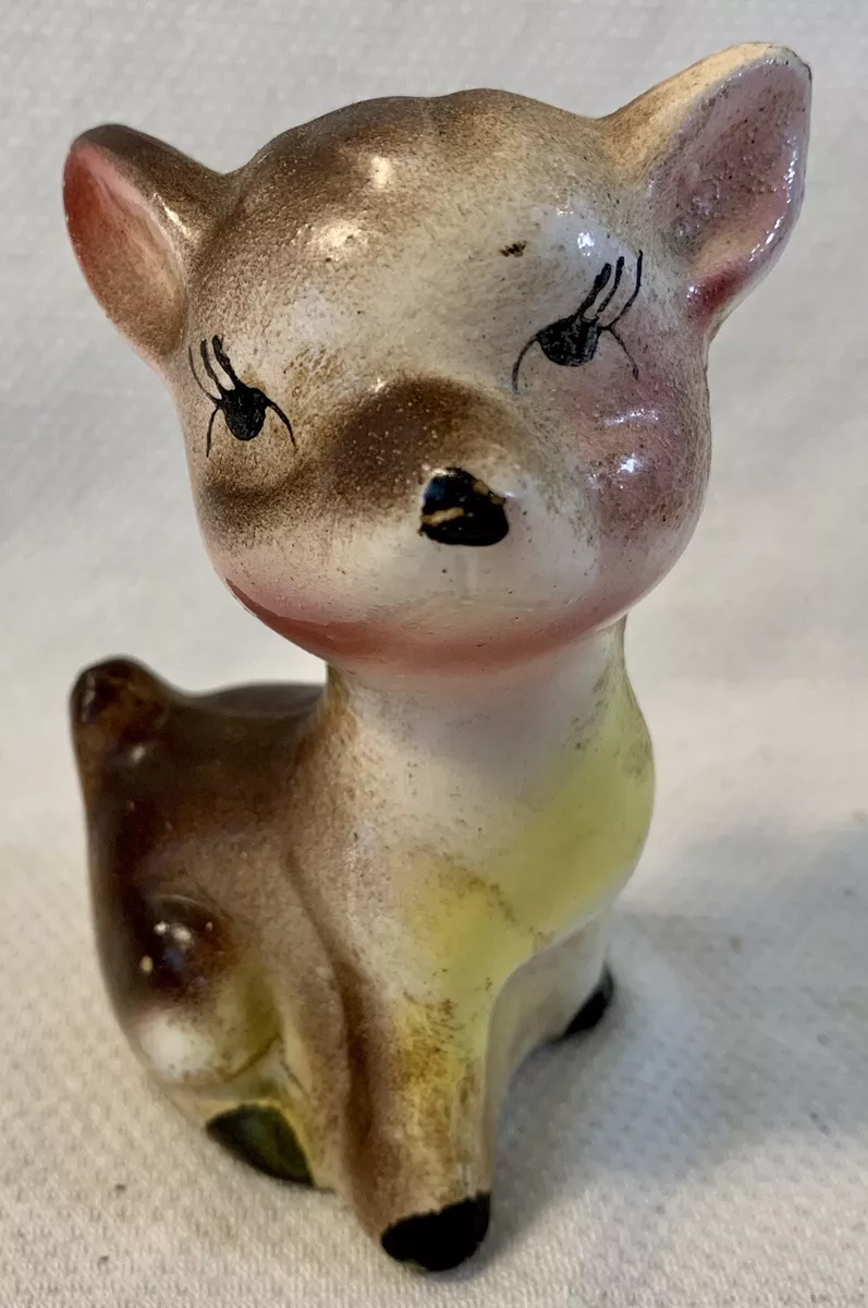 VINTAGE PORCELAIN DEER FAWN CHRISTMAS DEER FIGURINES MADE IN JAPAN HAND PAINTED