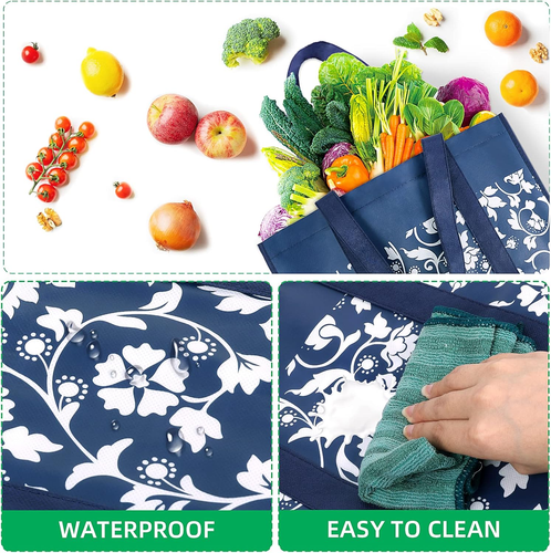 Reusable Grocery Bags Foldable Tote Bags Bulk with Reinforced Handles Shopping B - Picture 3 of 7