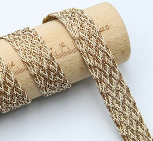 FCL 2 Y 25 MM Braided Zari Sparkling Sew On Embroidery lace Craft Trim Sew on - Picture 12 of 16
