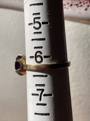 Anillo Amatista Corte Ovalado Oro Amarillo 14K Vintage Talla 6.25 - Imagen 14 de 14