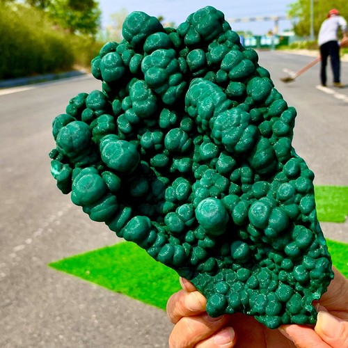 1.85LBRare!! Natural velvet Malachite stone cat eye cluster rough mineral sample - Picture 17 of 20