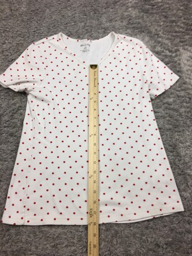 White Stag Shirt Womens Size Medium White Red Polka Dot Short Sleeve Cotton - Picture 7 of 11