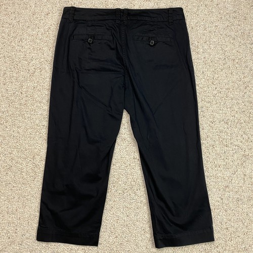 New York & Co Womens Pants sz 8 Black Capri Stretch Flat Front Mid Rise Casual - 第 12/14 張圖片