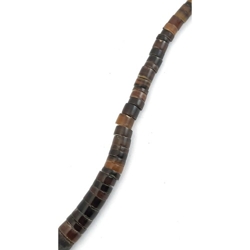 Navajo Bear Claw Necklace Petrified Wood Heishi Beads Silver Crushed Turquoise - Picture 6 of 10