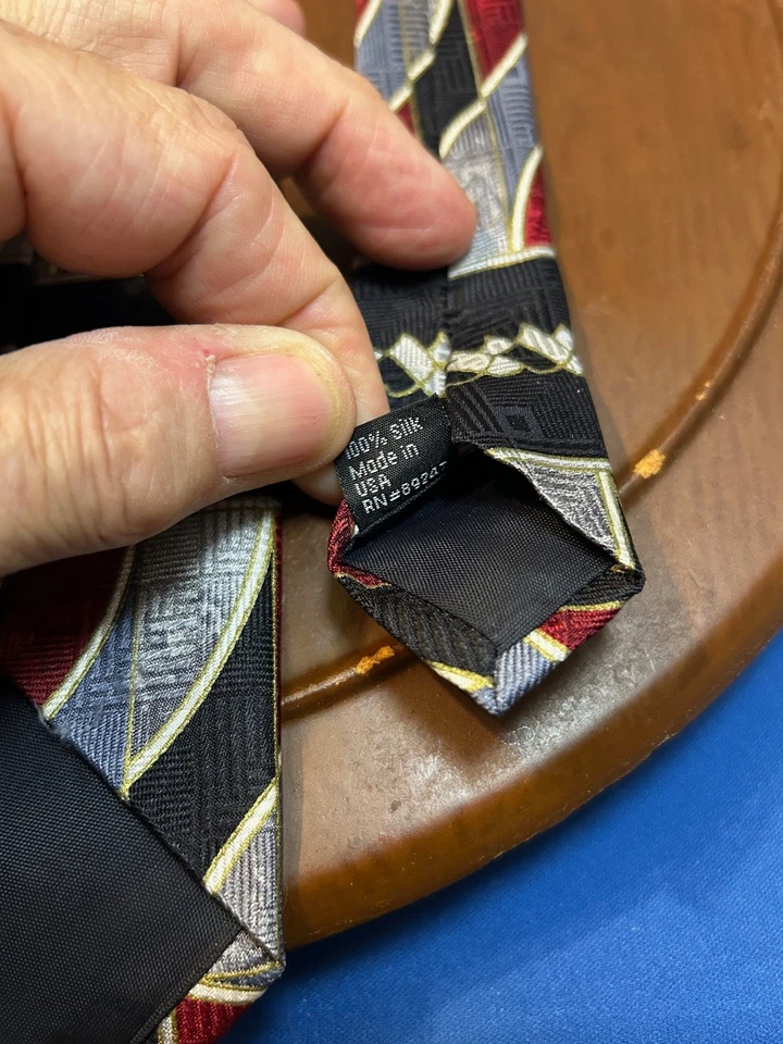 Watch It Corbata de seda a rayas 100% para hombre en azul y rojo Foto 4 de 4