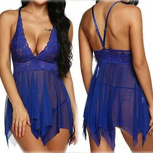 Sexy Lingerie Lace Dress Babydoll Women Underwear Nightwear Sleep G string Set - Picture 3 of 9