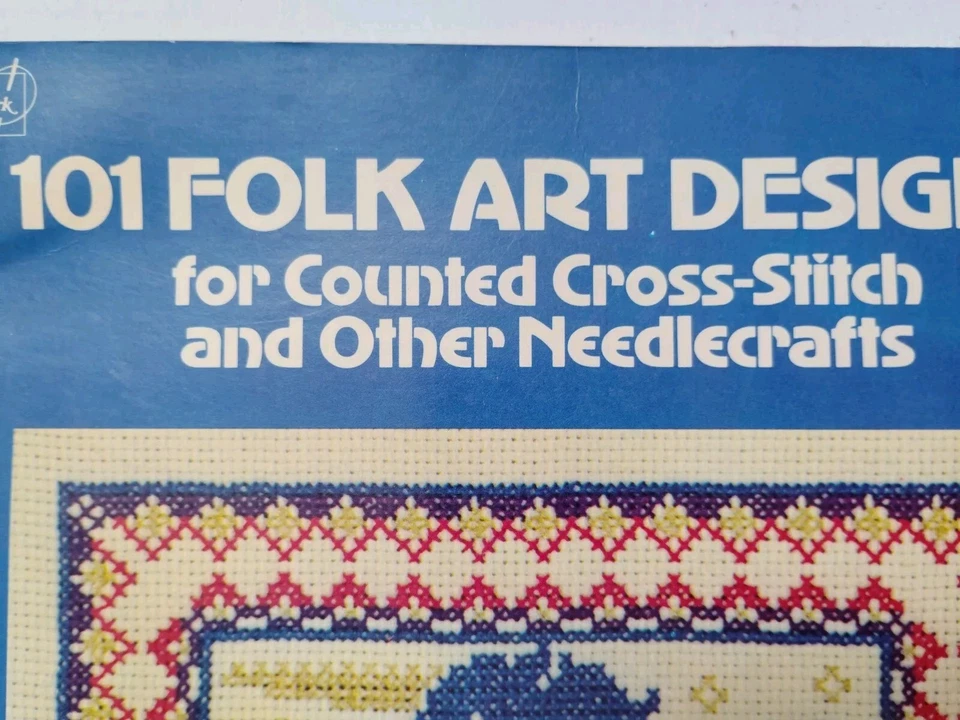 101 Folk Art CountedCross Stitch Needlecraft Design Pattern Dover Needlework VTG - Image 3 of 4