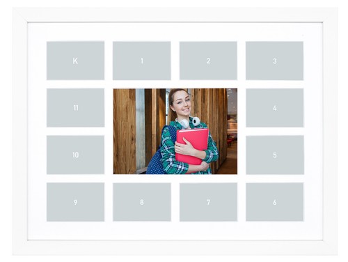 13-Öffnungen 12x16 Bild Collage Foto Holzrahmen weiß matt Echtglas, weiß - Bild 1 von 6