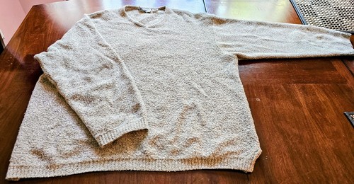 XXL Men's Sweater Knit Cotton Silk Blend, Soft Fleece, Made In Italy, V Neck - Picture 3 of 16