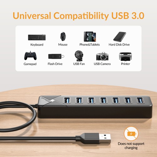 SANZANG 7 Port USB 3.0 Hub Splitter Adapter High Speed For PC Laptop Desktop - Picture 9 of 30