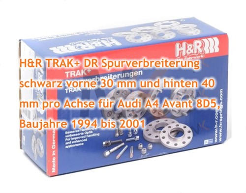 Placas de carril H&R negras VA 30mm & HA 40mm para Audi A4 Avant 8D5 1994-01 - Imagen 3 de 4