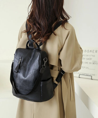 Women's Fashionable Leather Stylist Backpack School Bag Crossbody - Picture 7 of 16