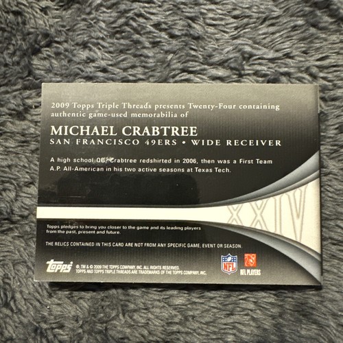 2009 Michael Crabtree Topps Triple Threads Booklet - 1/1 - GAME USED MEM - FIRE - Picture 5 of 10