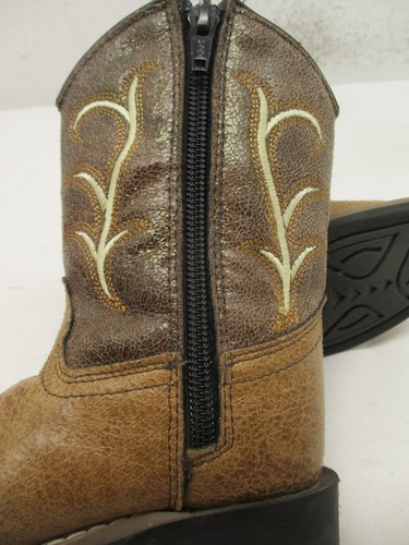 Old West Side Zip Square Toe Cowboy Boots Brown Style VB1013 Toddler Size 6.5 D - Picture 10 of 13