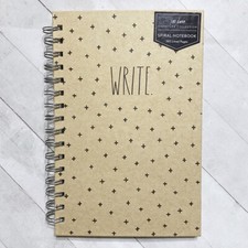 Rae Dunn Notebook WRITE Plus Kraft Spiral Journal Hardcover 8.75"