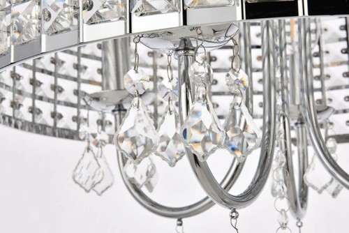 Round Shade with Crystals Flush mount Chandelier Light Dining Room Fixtures - Picture 7 of 9