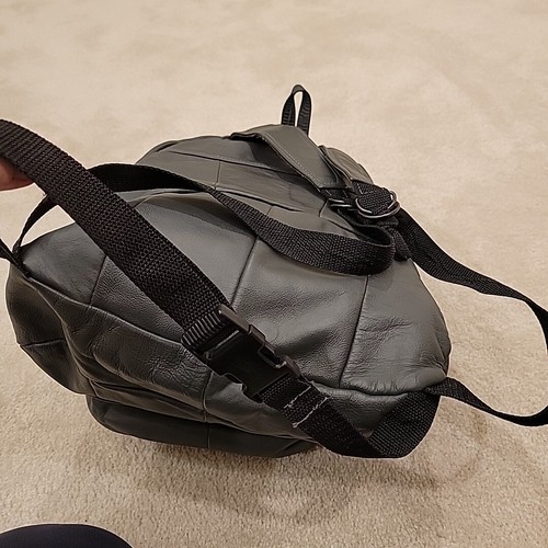 Backpack Genuine Leather Suede Interior Nylon Straps Waist Strap Small Unisex - Picture 9 of 15
