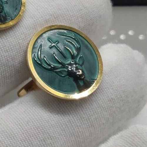Men's Gold-Tone Cufflinks Master Hunter Stag Logo - Picture 3 of 8