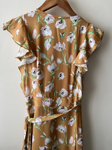 Boohoo Dress Size 10 New Yellow Floral Wrap Ruffle Maxi Party Summer Holiday - Picture 7 of 10