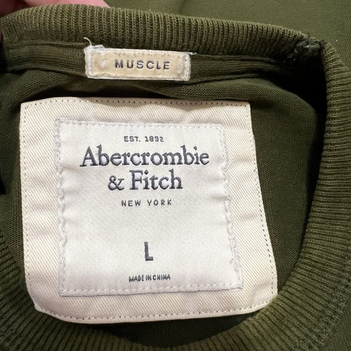 Abercrombie & Fitch Muscle Long Sleeve T-Shirt Y2K Green Men’s Large - Picture 9 of 12