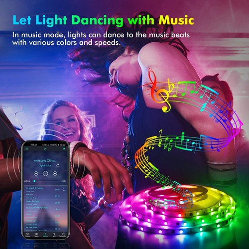 5m 10m 20m Bluetooth LED Strip Lights 5050 RGB Color Change Remote for Rooms Bar - Picture 4 of 15