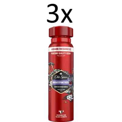 3X OLD SPICE NIGHTPANTHER  3 X 150ML 48 HR FRESHNESS PERFUME QUALITY SCENT *NEU