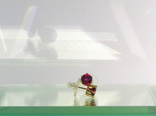 Mozambique Ruby Earrings Set In 14kt YGF, 2.03 Carat 6 mm Faceted Rounds, HPHT - Picture 8 of 12