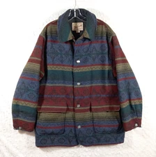 Woolrich Aztec Wool Jacket Mens Large Vintage Southwest Field Coat Chore Lined