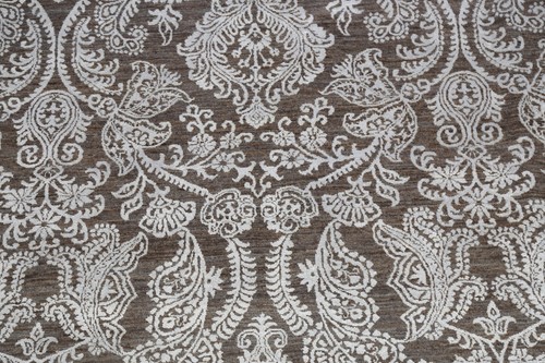 Vegetable Dye Versace Design Area Rug DARK BROWN/ SILVER Hand-knotted 8'x10' - Picture 4 of 12