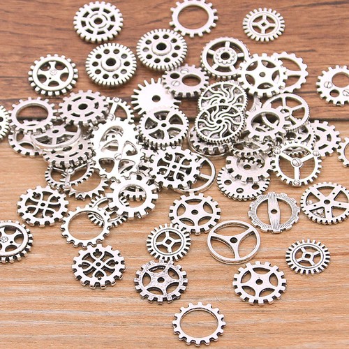 20 x Cog Wheel Charms Metal Jewellery Making 15mm- choice of colour - Picture 9 of 10