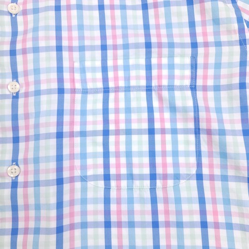 Peter Millar Shirt Mens Large Blue Pink Green Silk Cotton Plaid Button Up - Picture 10 of 13