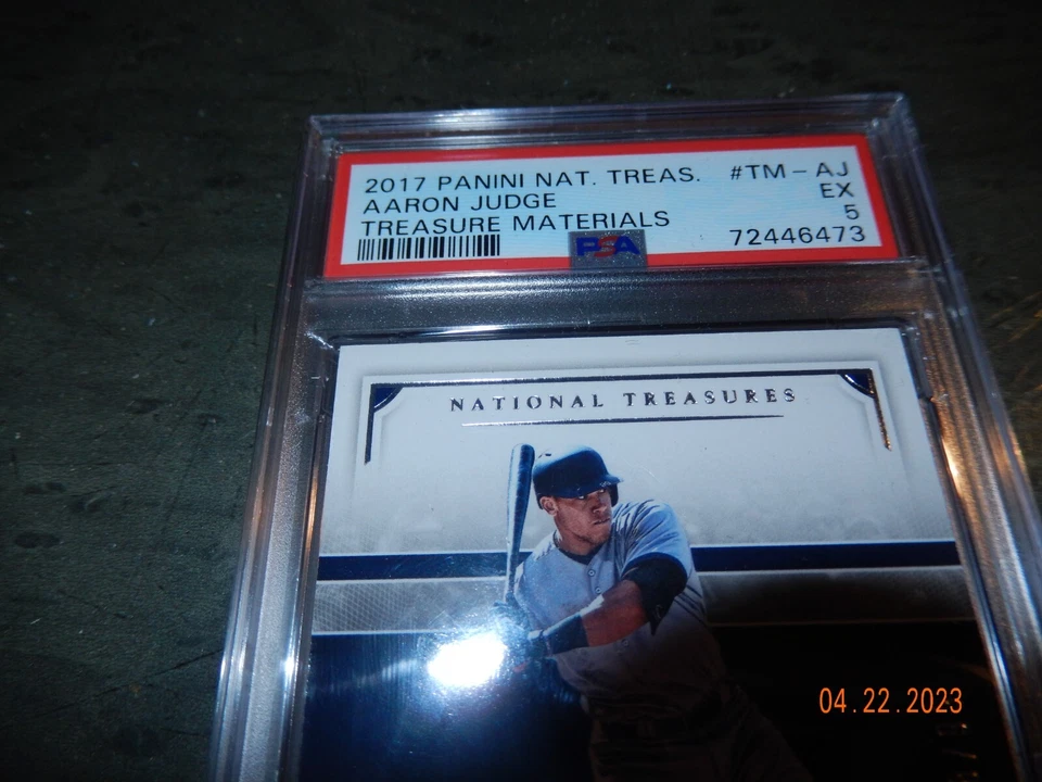 2017 Aaron Judge Panini National Treasures 98/99 PSA 5 EX Rookie Patch Materials - Image 2 of 4