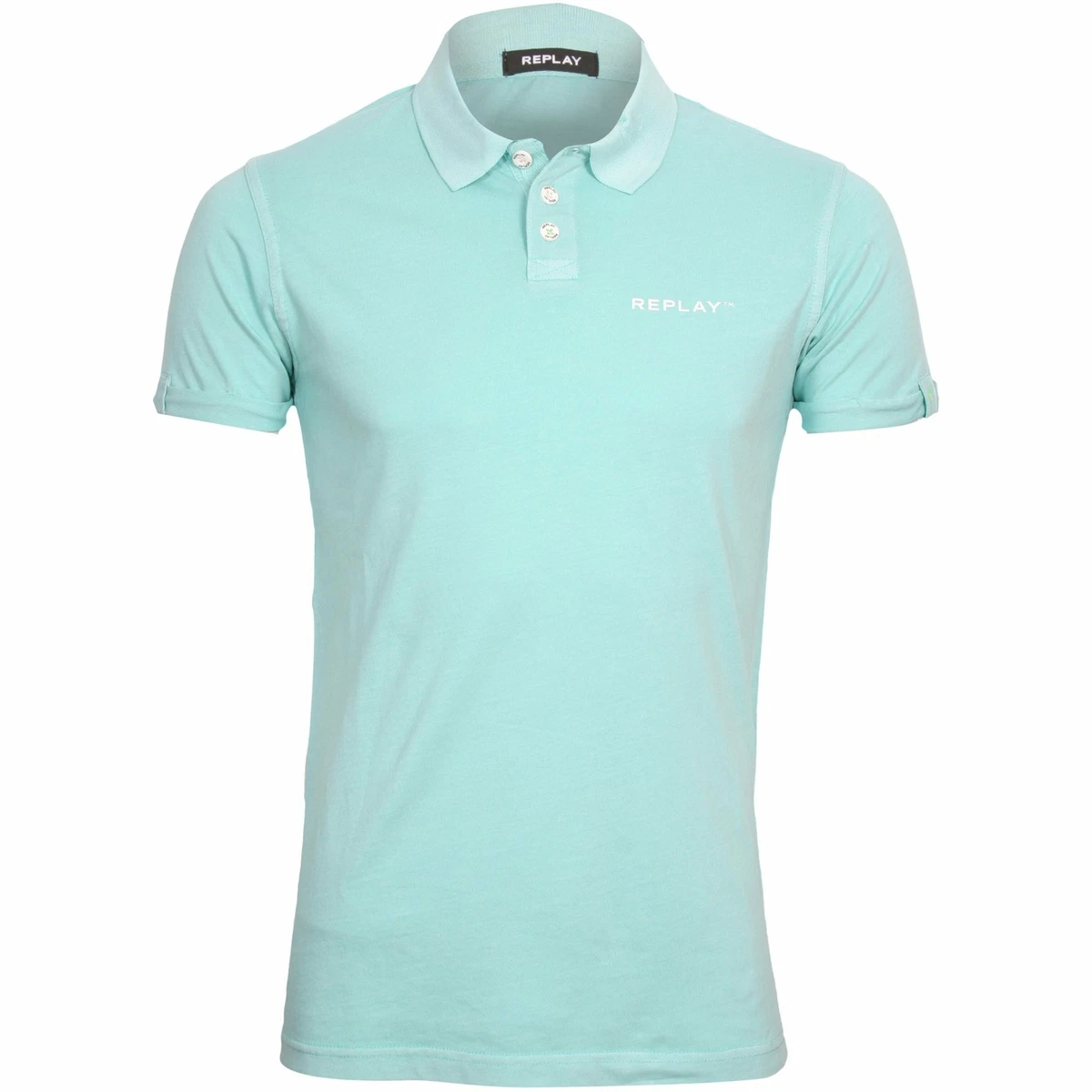 Replay Relaxed Men's Polo Shirt, Turquoise Blue | eBay