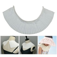 Women Girl Pleated Ruffle Solid Color False Collar Elegant White Capelet