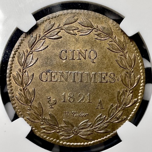 1821 France Essai 5 Centimes NGC MS64BN Lot#G9794 Choice UNC! MAZ-760 - Picture 3 of 3