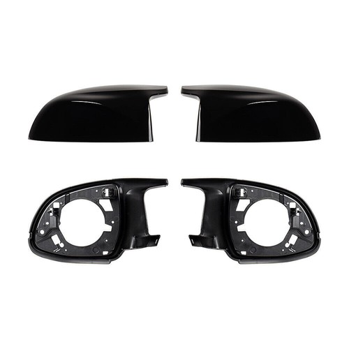 Black Wing Mirror Cover Caps + Support Ring Frames for 18-23 BMW X3 G01 X5 G05 * - Picture 3 of 15