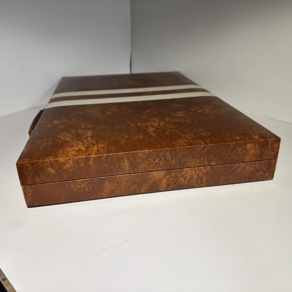 Backgammon Set 1970s Interpur 18 Inch Vintage Brown Cream Case Tournament - Image 4 of 4