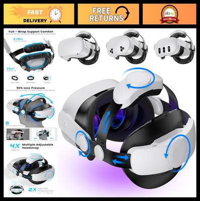 Adjustable VR Head Strap for Meta Quest 3/Quest 2 - Enhanced Support, Pressure R