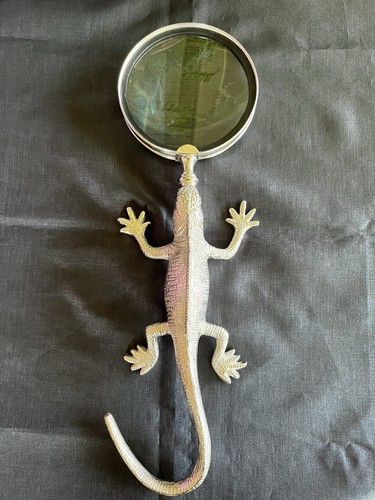 Eidechsengriff Lupe Metall silberfarben Zinn - Bild 1 von 16