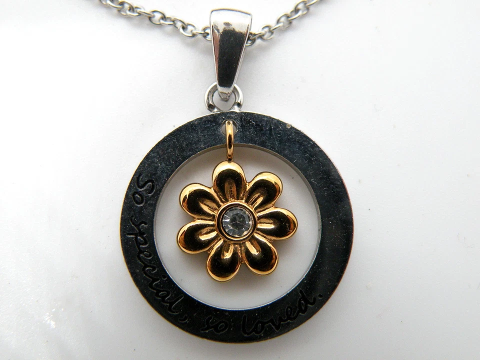 Hallmark JCM Daisy So Special So Loved Stainless Steel Mix Tone Crystal Necklace - Image 3 of 4