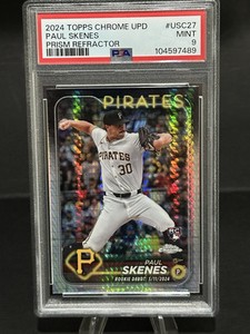 2024 Topps Chrome Update Prism Refractor #USC27 PAUL SKENES RC Debut PSA 9 MINT
