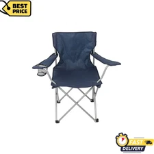(Set of 1) Camping Folding Chair with Cup Holder and Carry Bag, Blue NEW