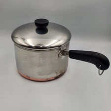 Revere Ware 3 Quart Saucepan w/ Lid Stainless Steel Copper Bottom Clinton IL USA