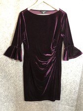 Lauren Ralph Lauren Dress Womens 12 Purple Velvet Slinky Cocktail Party Formal
