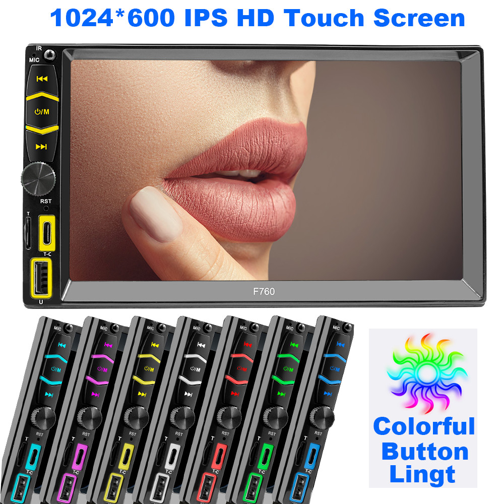 7" Double Din Car Stereo Radio Apple/Android CarPlay GPS Head Unit w/ Camera BT