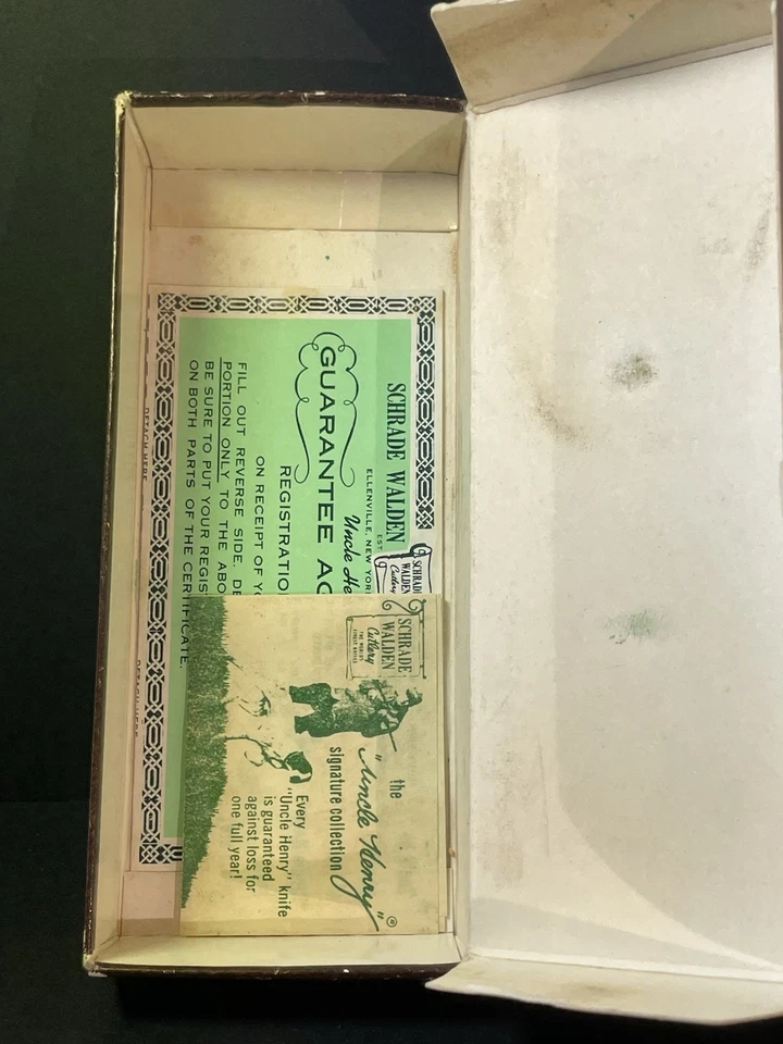 Faca e bainha Schrade 227UH década de 1980 tio Henry com embalagem original, papéis - Imagem 4 de 4