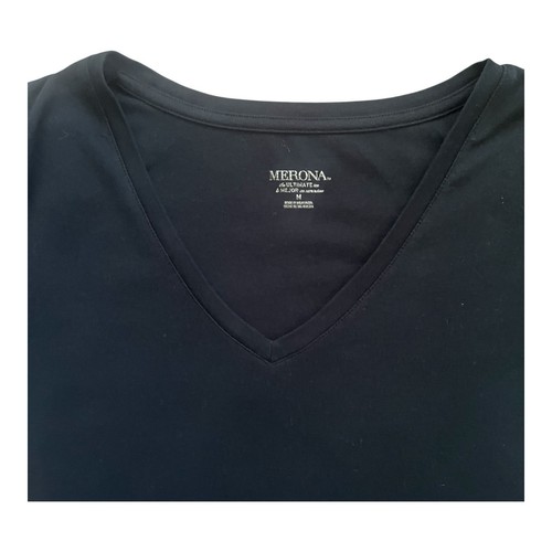 Merona Freizeit T-Shirt Herren Medium Schwarz V-Ausschnitt Kurzarm Baumwollmischung - Bild 9 von 9