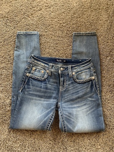 Miss Me Womens Hailey Skinny Jeans Sz 28 Blue Floral Pocket Embroidery 28x30 - Picture 3 of 5